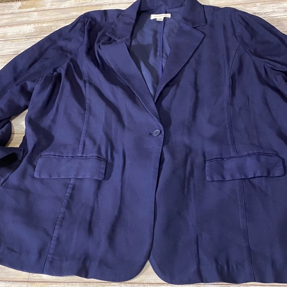 Treasure & Bond Navy One Button Blazer Plus 3X